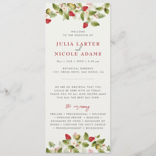 Programme Fleurs de fraises rouges sucrées Mariage (Devant)