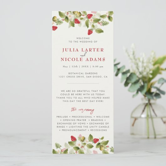 Programme Fleurs de fraises rouges sucrées Mariage (Debout devant)