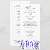 Programme Fleurs de lavande à l'aquarelle Mariage de printem (Devant / Derrière)