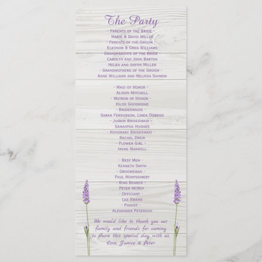 Programme Fleurs de lavande violette sur Mariage de bois (Dos)