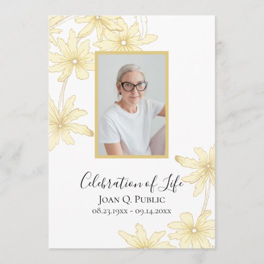 Programme Fleurs de marguerite jaune pâle Service funéraire (Devant)