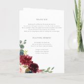 Programme Fleurs de mariage à l'aquarelle bordeaux et bleu m (Dos)