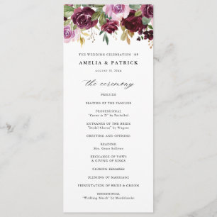 Programme Fleurs de mariage rustiques violettes romantiques