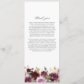 Programme Fleurs de mariage rustiques violettes romantiques (Dos)