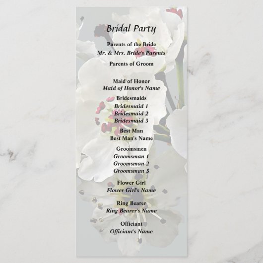 Programme Fleurs de poiriers blancs en fleurs (Dos)