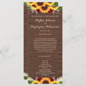 Programme Fleurs de soleil en bois rustique Mariage de roses (Devant / Derrière)