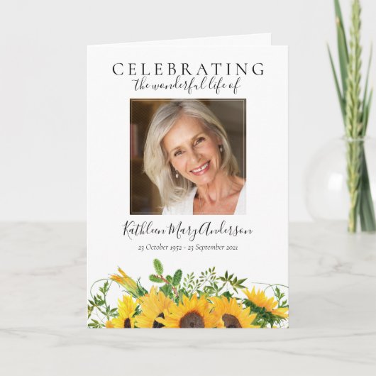 Programme Fleurs de soleil florales Photos pliées Funéraille (Devant)