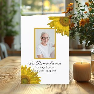 Programme Fleurs de tournesol jaune Service funéraire plié