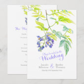 Programme Fleurs de vigne fleurie violette aquarelle mariage (Devant / Derrière)
