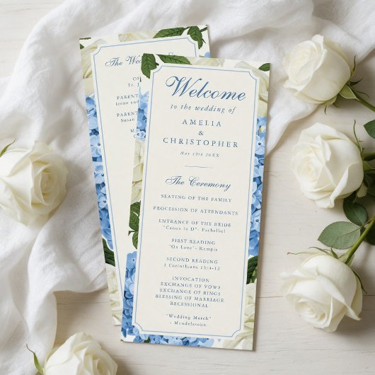 Programme Fleurs d'Hydrange Bleu Roses Blanches Mariage