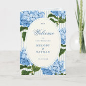 Programme Fleurs d'Hydrangea Bleues Mariage Papier Plié (Devant)