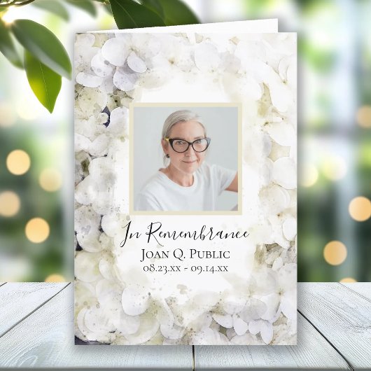 Programme Fleurs d'Hydrangée Blanche Service funéraire Plié