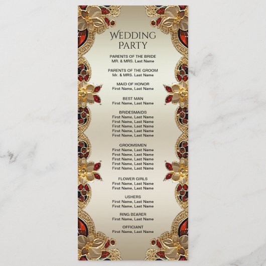 Programme Fleurs d'or Mariage en pierre rouge (Dos)