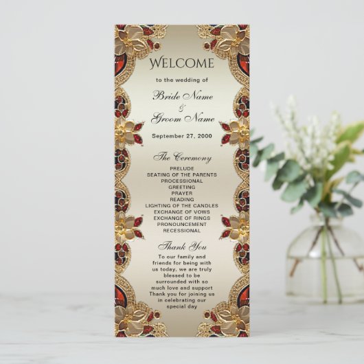 Programme Fleurs d'or Mariage en pierre rouge (Debout devant)