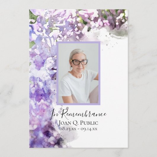 Programme Fleurs Lilac Violet Service funéraire (Devant)