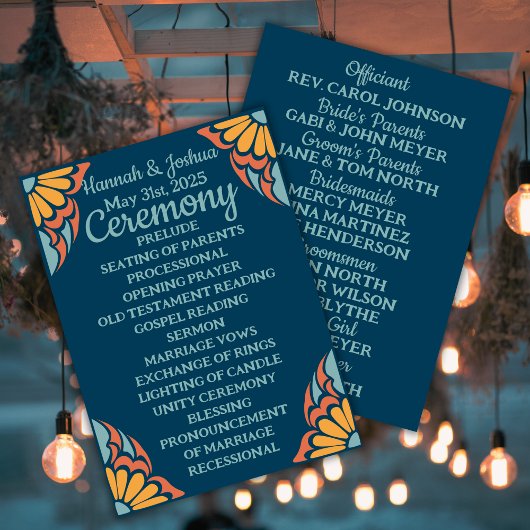 Programme Fleurs orange super sur Mariage bleu profond