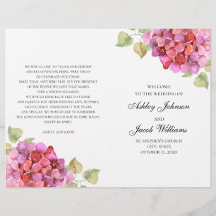 Programme fleurs roses aquarelle. Mariage floral
