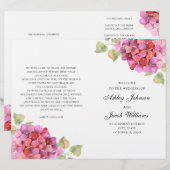 Programme fleurs roses aquarelle. Mariage floral (Devant / Derrière)