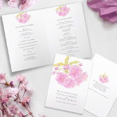 Programme Fleurs roses en fleurs aquarelle art mariage