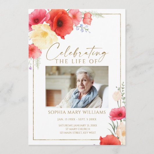 Programme Fleurs rouges délicates Ordre de service (Devant)