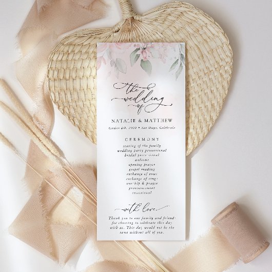 Programme Fleurs rousses, Fleurs roses, Verdure, Pro Mariage