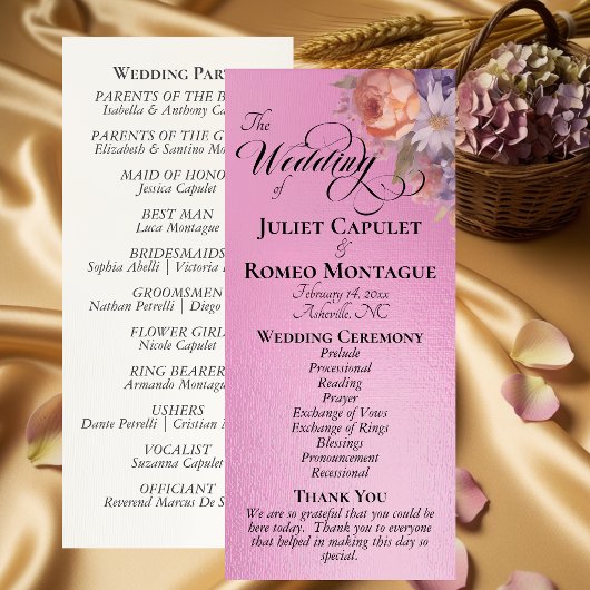 Programme Fleurs sauvages à l'aquarelle - Mariage Rose Pink
