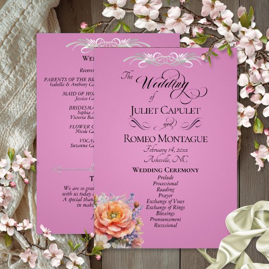 Programme Fleurs sauvages à l'aquarelle - Mariage Rose Pink