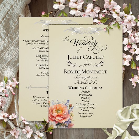 Programme Fleurs sauvages aquarelle - Mariage au blé