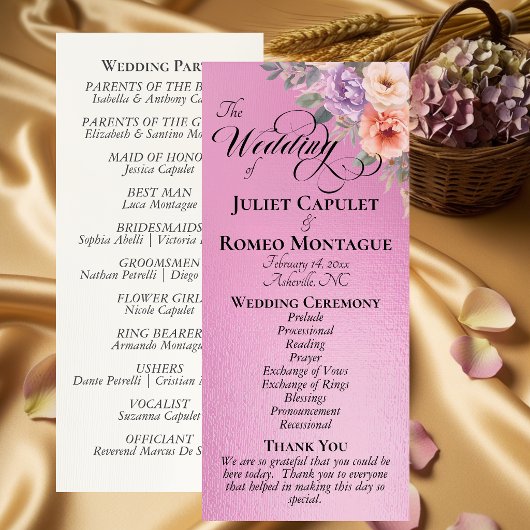 Programme Fleurs sauvages de printemps - Mariage Rose Rose
