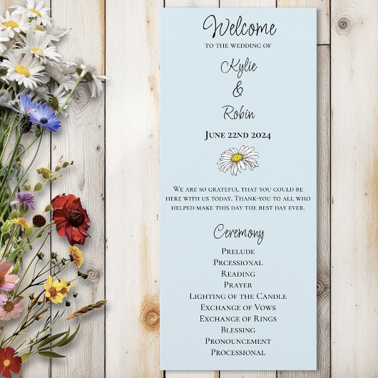 Programme Fleurs sauvages Floral Blue Champhrooms Mariage