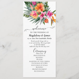 Programme Fleurs tropicales colorées Mariage rose orange