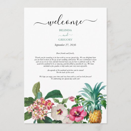 Programme Fleurs tropicales et verdure Itinéraire Mariage (Devant)