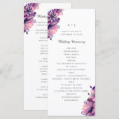 Programme Fleurs violettes et roses à l'aquarelle. Mariage f (Devant / Derrière)