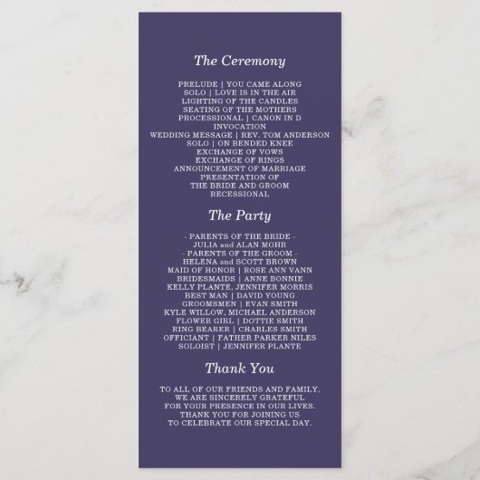 Programme Floral Anéone violet Mariage (Dos)