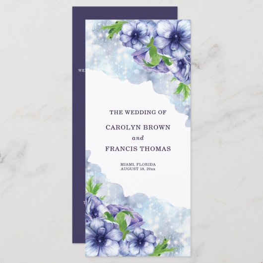 Programme Floral Anéone violet Mariage (Devant / Derrière)