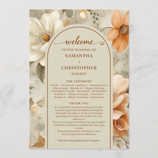 Programme Floral Beige Olive Neutre Boho Romantiqu (Devant)