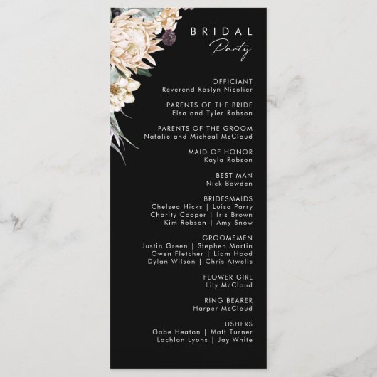 Programme Floral blanc | Black Wedding Program (Dos)