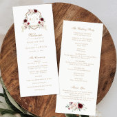 Programme Floral Blush Bourgogne Monogram Crest Mariage