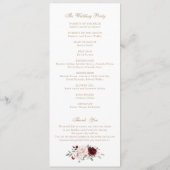 Programme Floral Blush Bourgogne Monogram Crest Mariage (Dos)