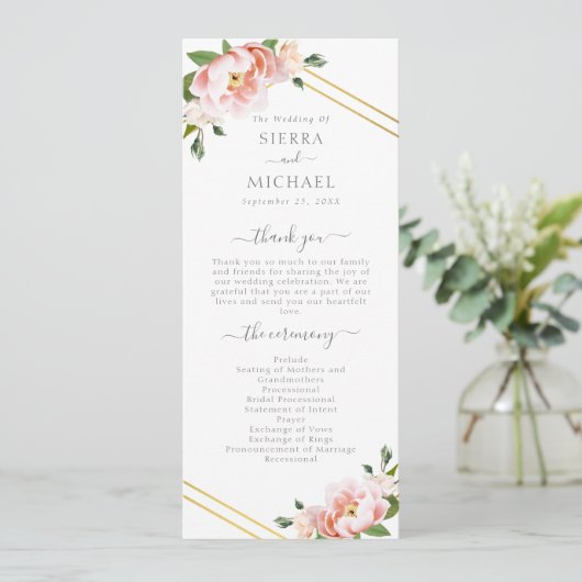 Programme Floral Blush Gold Mint vert Mariage (Debout devant)
