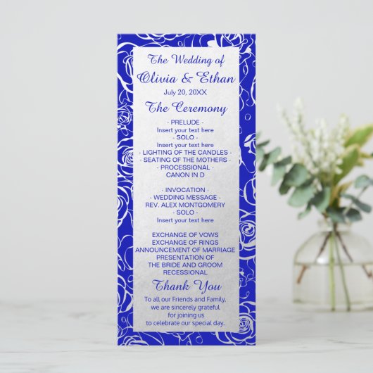 Programme Floral d'argent moderne sur Royal Blue (Debout devant)