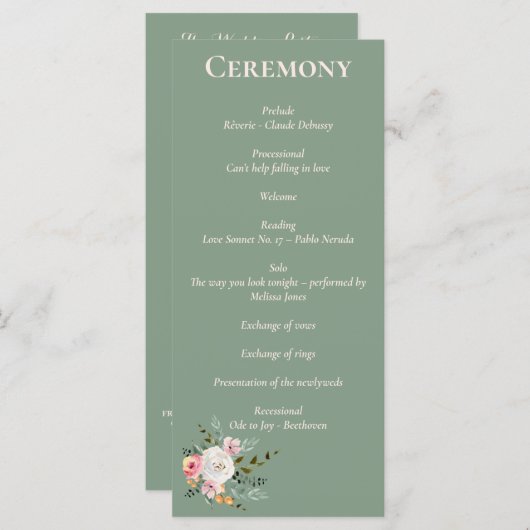 Programme floral de pêche de teint rosé blanc saug (Devant / Derrière)