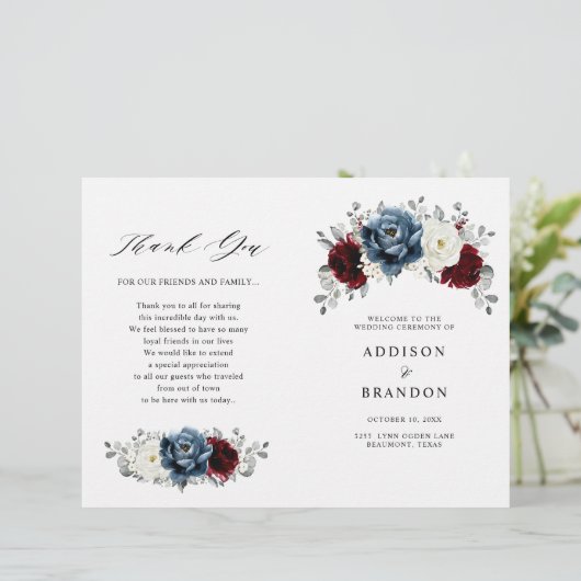 Programme floral d'ivoire blanc bleu ardoise Bourg (Debout devant)