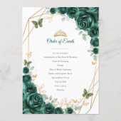 Programme Floral Green Gold Quinceanera Order of Events (Dos)