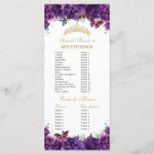 Programme Floral mauve foncé Quinceañera Ordre des événement (Dos)