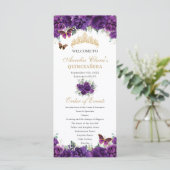 Programme Floral mauve foncé Quinceañera Ordre des événement (Debout devant)