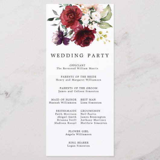 Programme Floral Rose rouge do-it-yourself Mariage (Dos)