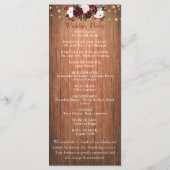 Programme Floral Rustic Bois Mason Jar Burgundy Mariage (Dos)