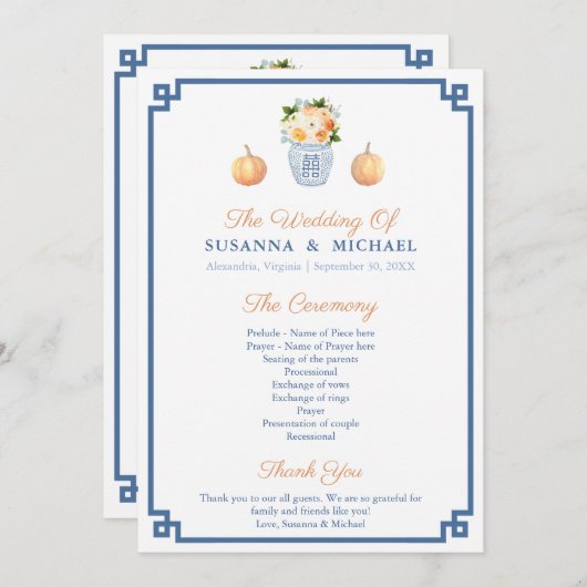 Programme Floraux D'Aquarelle Automne Et Mariage Citrouille (Devant / Derrière)