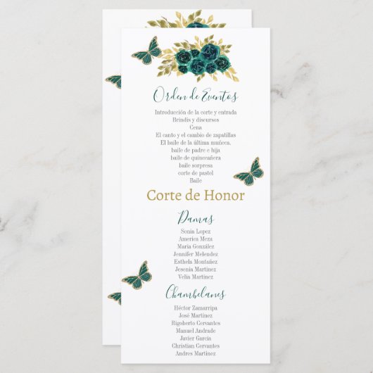 Programme Flore verdoyante Quinceañera (Devant / Derrière)